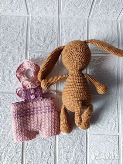 Вязаная мягкая игрушка ручная работа Собака