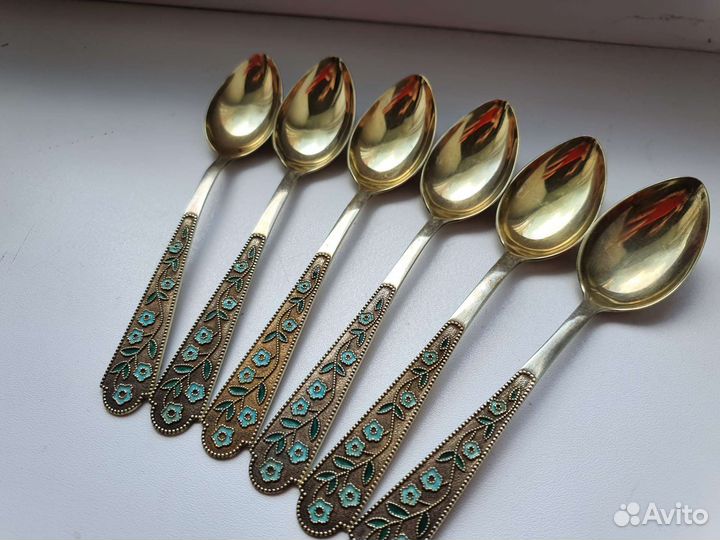 Ложки серебро эмаль СССР