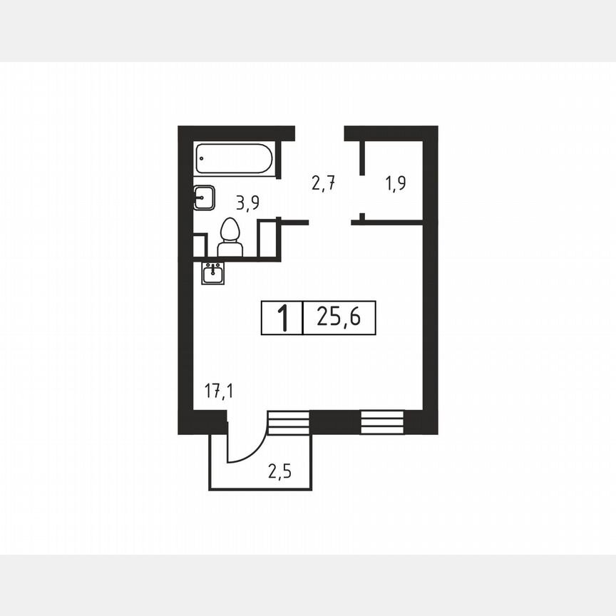 Квартира-студия, 25,6 м², 2/3 эт.