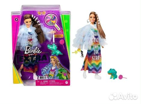 Barbie Экстра кукла в радужном платье Gyj78