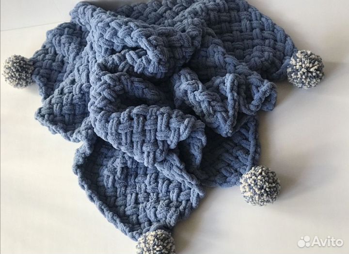 Плед вязаный плюшевый