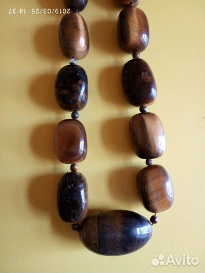 Бусы из натурального камня тигровый глаз. Новые. М
