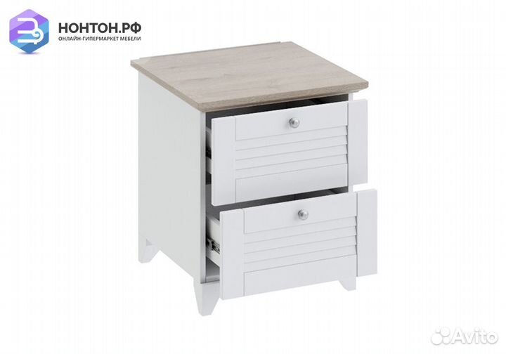 Тумба Ривьера на ножках дуб бонифацио / белый