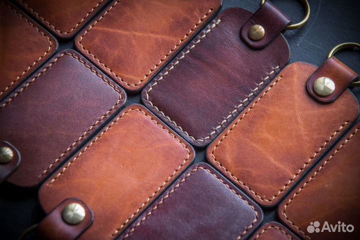 Чехол для ключа домофона, брелок, кожа, латунь