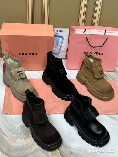 Женские Ботинки MIU MIU черные замшевые