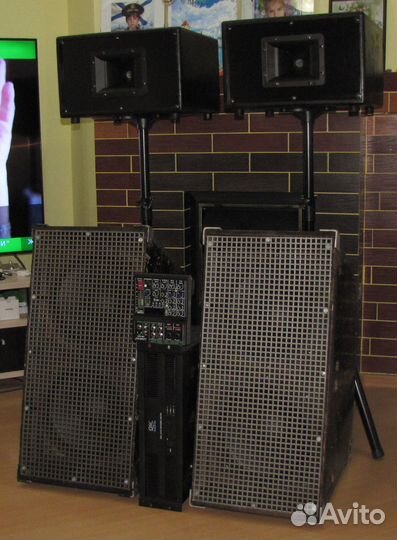 Колонки F.Audio 2100W Рупоры Усилок Микшер Треноги