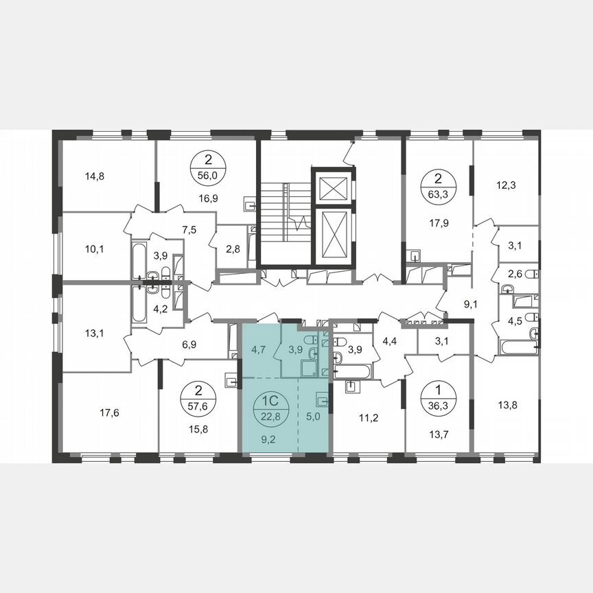 Квартира-студия, 22,8 м², 15/19 эт.