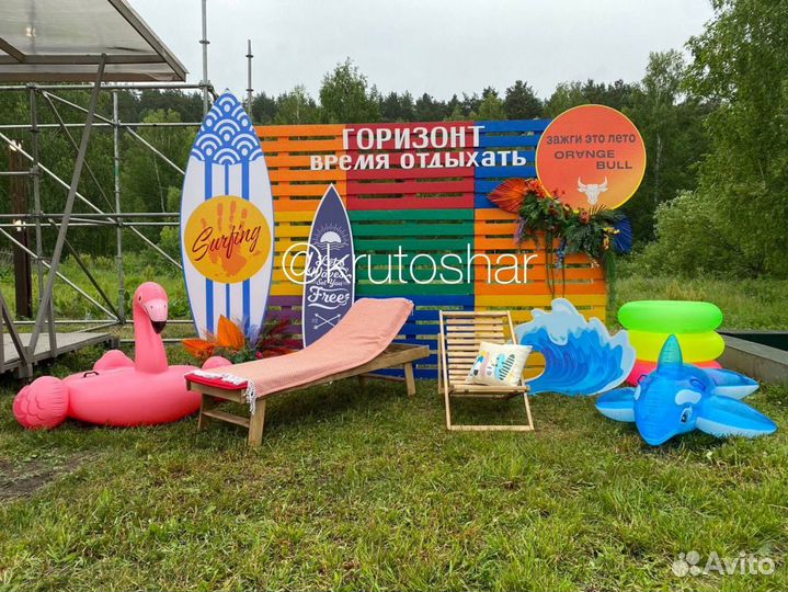 Фотозона, воздушные шары, гирлянды, пайетки