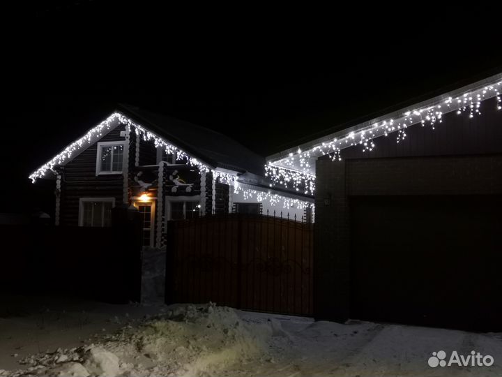 Украшение домов гирляндами