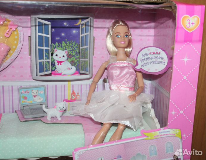 Набор мебели с куклой. Спальня