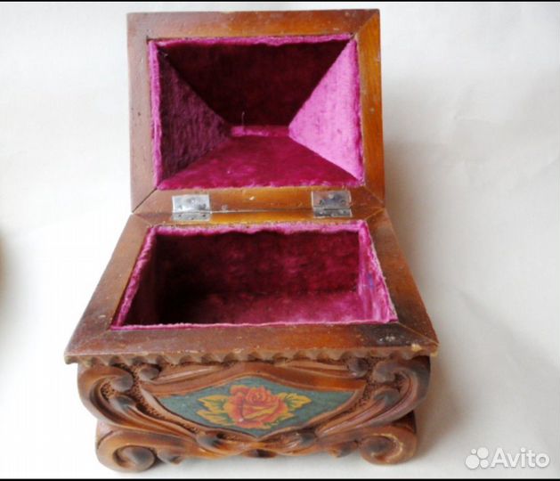 Ларец резной шкатулка дерево СССР 1970 винтаж