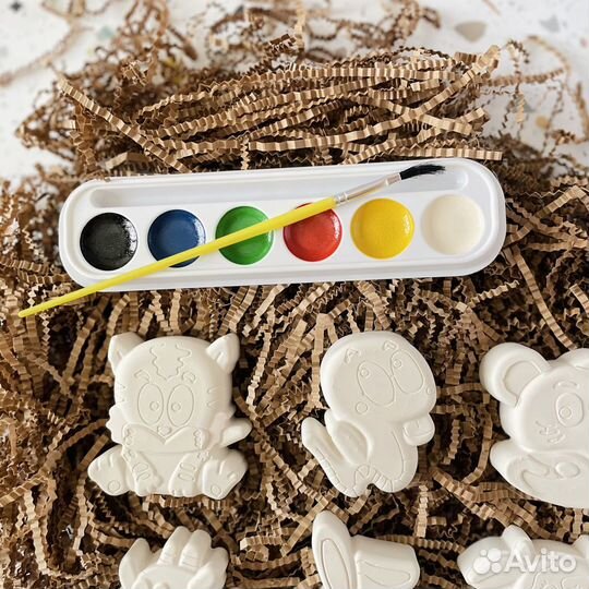 Фигурки из гипса для раскрашивания с красками и ки