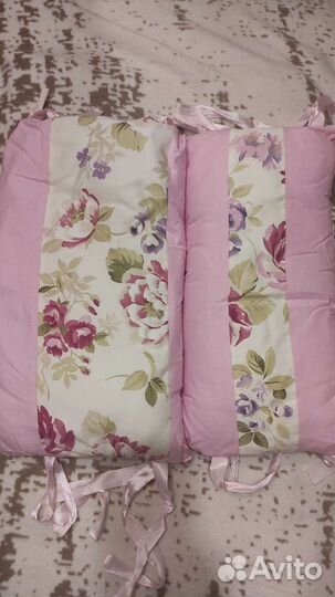 Бортики в кроватку розовые/комплект на выписку