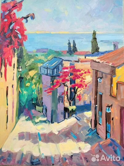 Картина маслом на холсте городской пейзаж