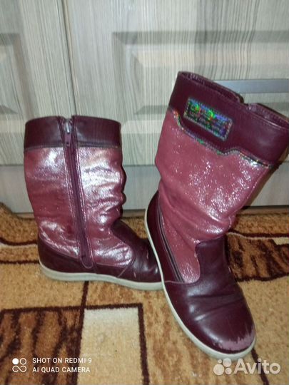 Кожанные сапоги для девочки