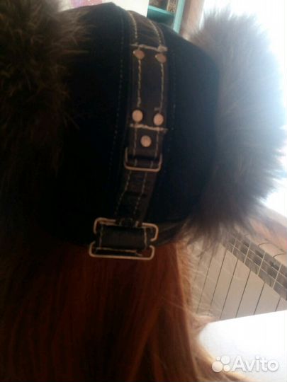 Шапка замшевая с натуральным мехом