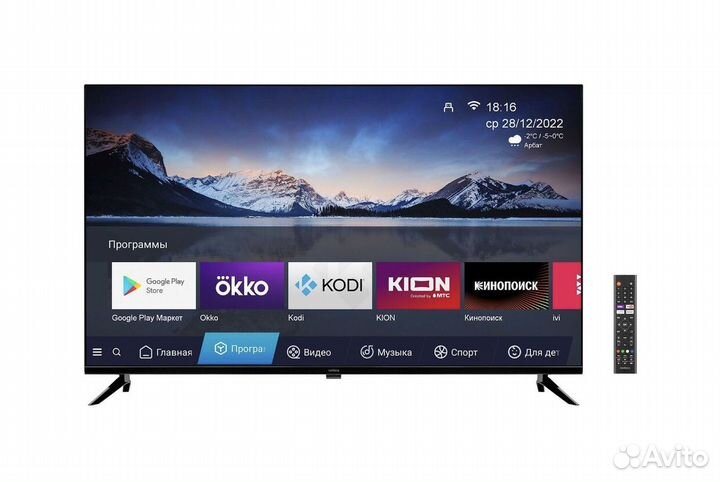 Телевизор 4k SMART tv 109см новый безрамочный