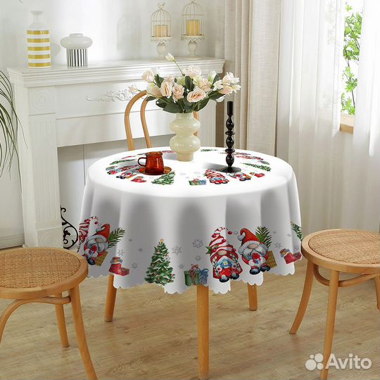 Скатерть новогодняя круглая