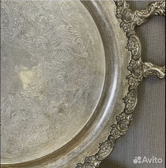 Поднос антикварный серебрение клеймо