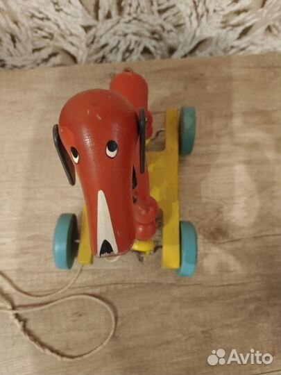 Игрушка СССР. Каталка собачка.Брянский з-д