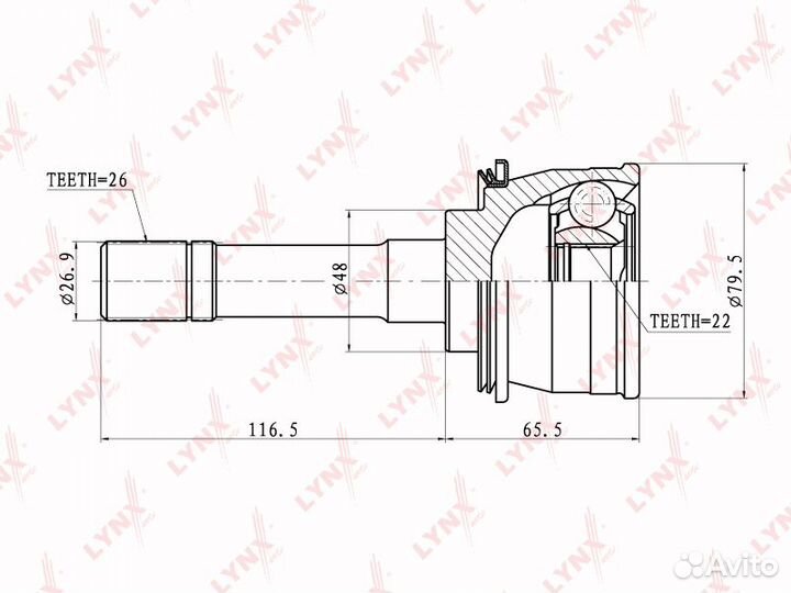 ШРУС наружный комплект CO7302 (lynxauto — Япония)