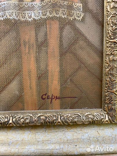 Картина советская в деревянной раме