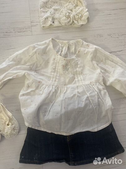 Черная джинсовая юбочка на малышку с 4 мес