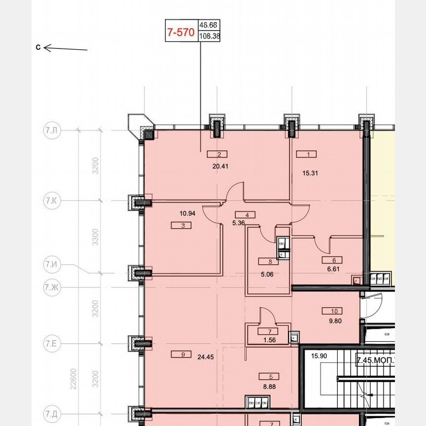 4-к. квартира, 109 м², 45/55 эт.