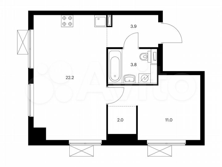 1-к. квартира, 42,9 м², 19/33 эт.