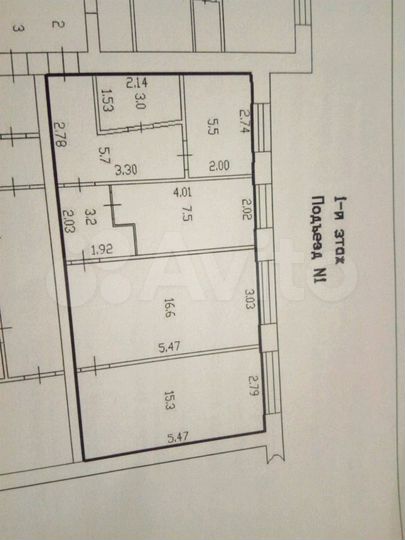 3-к. квартира, 56 м², 1/3 эт.
