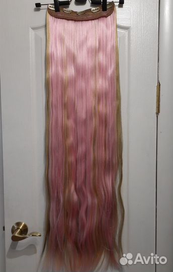 Искусственные волосы на заколках + 2 пряди