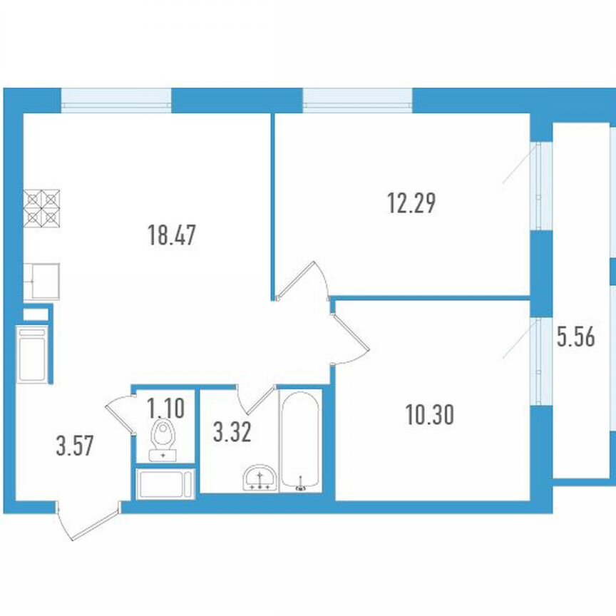 2-к. квартира, 50 м², 4/25 эт.