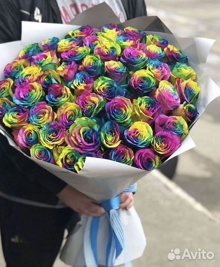 Радужные розы Букеты доставка
