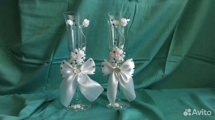 Аксессуары к бело-голубой свадьбе