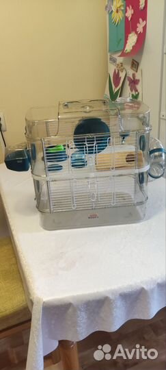 Клетка для грызунов 2-этажная+переноска+дер.вещи