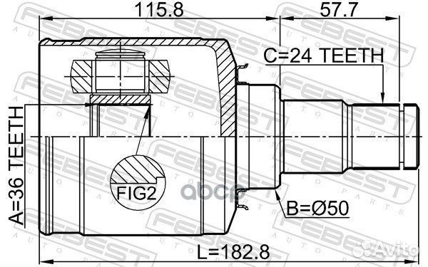 ШРУС внутренний левый 36X50X24 подходит для MIT
