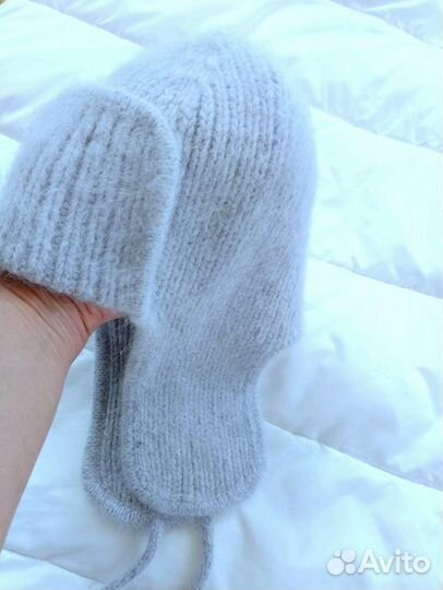 Шапка ушанка женская вязаная