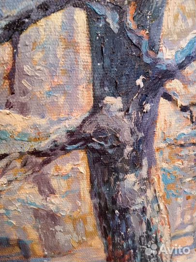 Картина маслом зимний пейзаж