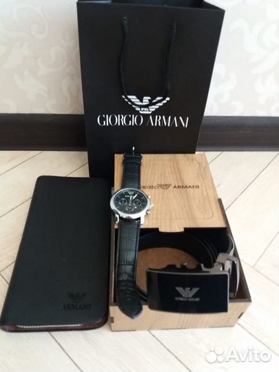 Набор мужских аксессуаров.часы.ремень.портмане