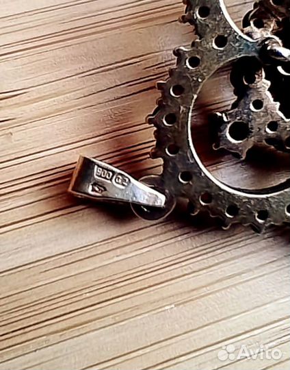 Старинный гранатовый кулон подвеска серебро