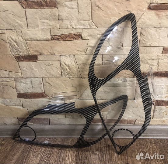 Защита фар прозрачная Honda CRV 02, карбон, Mitsub