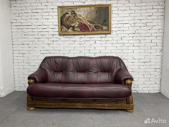 Кожаный диван Массив Дуб