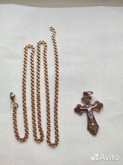 Цепь позолоченная с крестиком