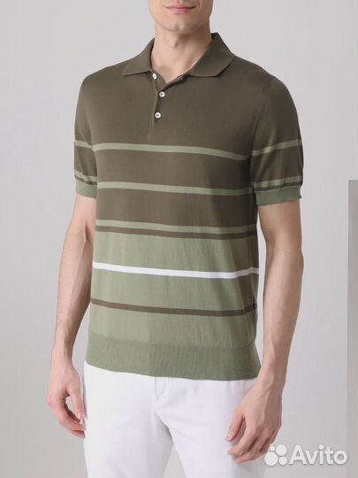 Поло хлопковое в полоску Canali