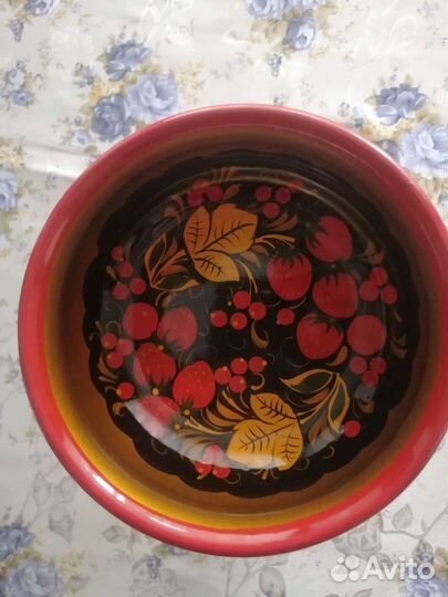 Ваза на ножке, хохлома