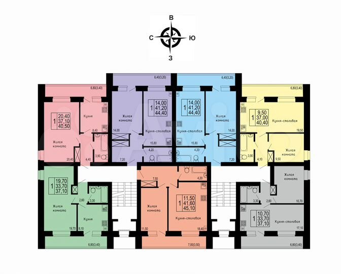 1-к. квартира, 37,1 м², 1/5 эт.