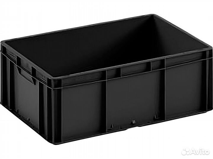 Ящик п/п 600х400х220 сплошной чёрный, гладкое дно