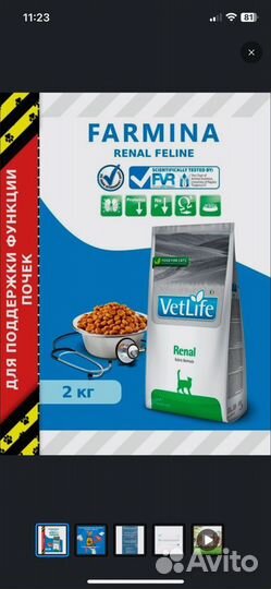 Корм для кошек Farmina Vet Life Renal 2 кг+ 2 шт