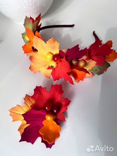 Осенний ободок с брошкой