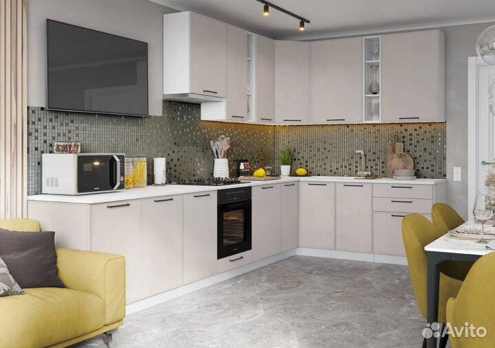 Кухонный гарнитур два яруса под потолок модульная